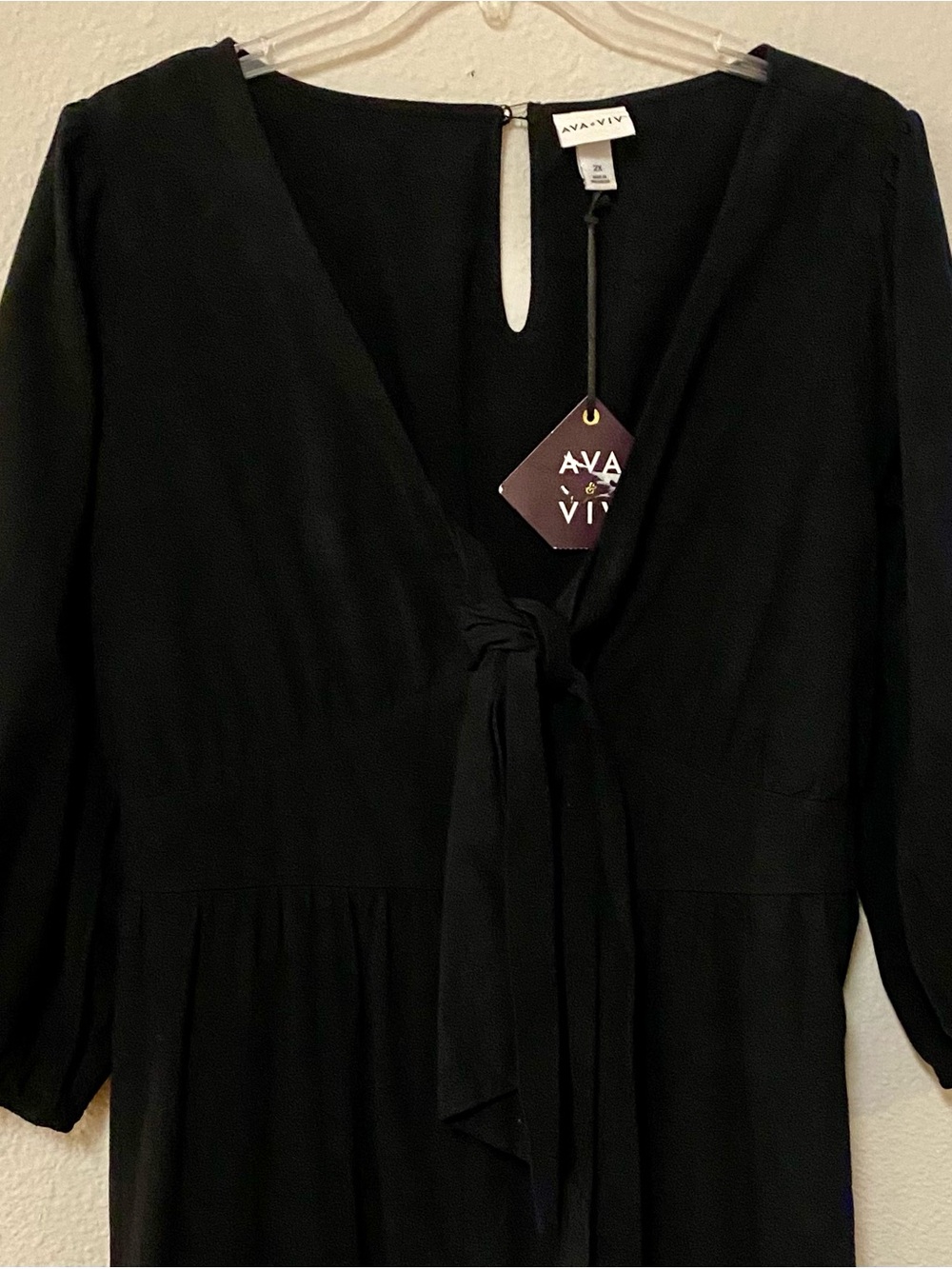 Ava & Viv Black Tie-Front Wide-Leg Jumpsuit - Size 2X - NWT! - Picture 3 of 7